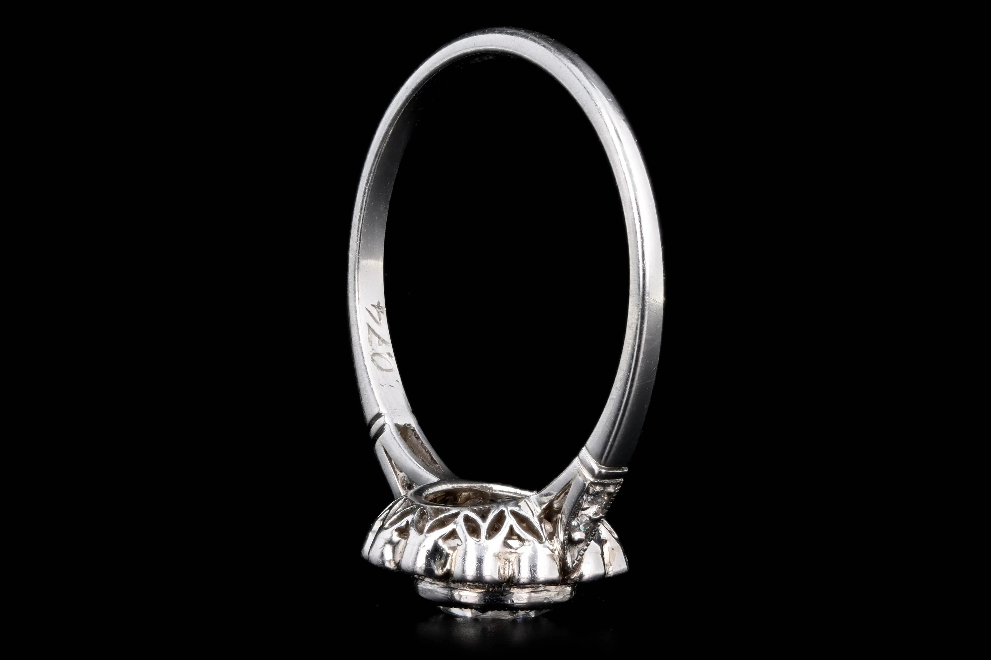 Art Deco Inspired Platinum 0.74 Carat Old European Cut Diamond Cluster Halo Engagement Ring