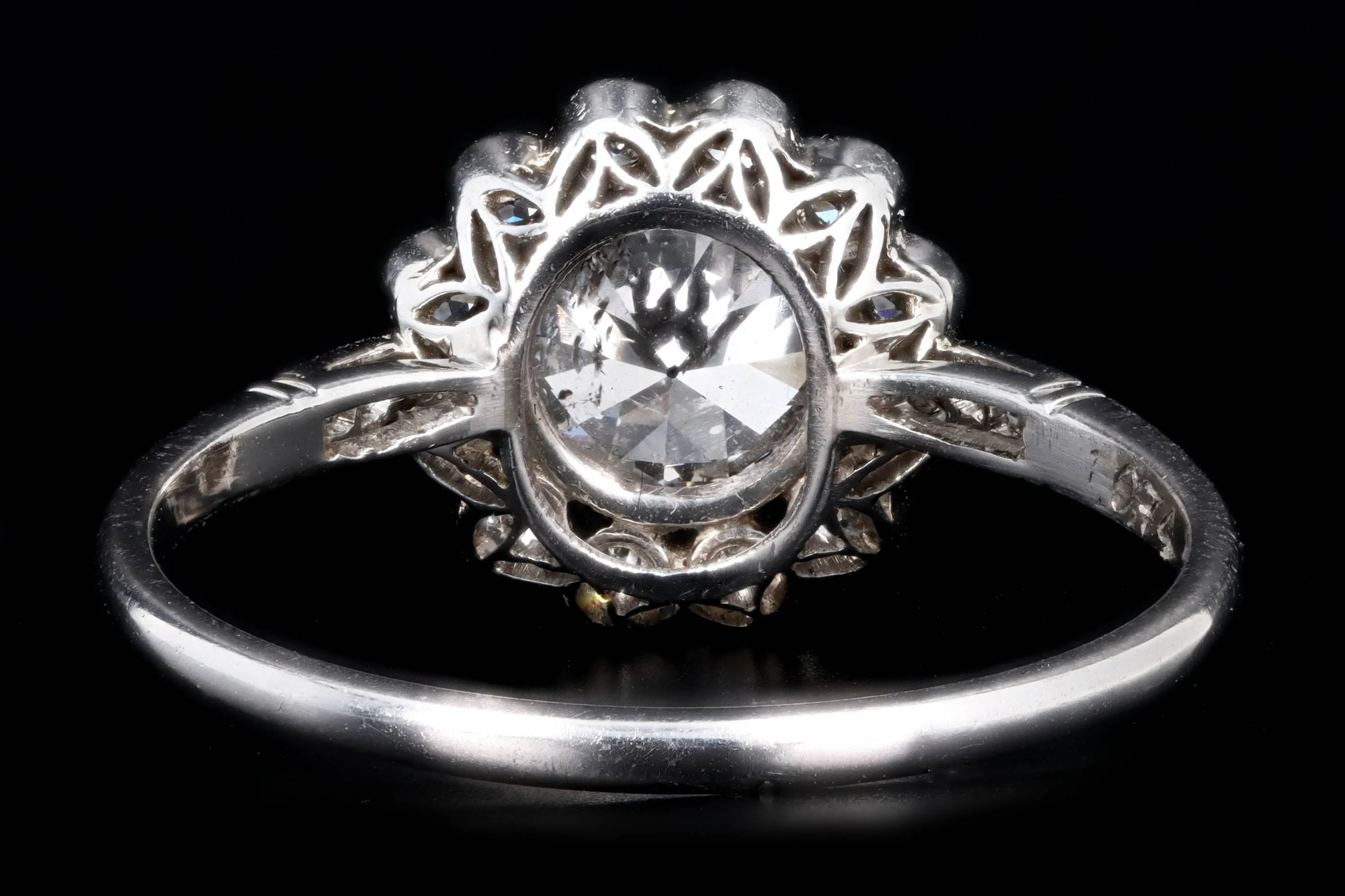 Art Deco Inspired Platinum 0.74 Carat Old European Cut Diamond Cluster Halo Engagement Ring