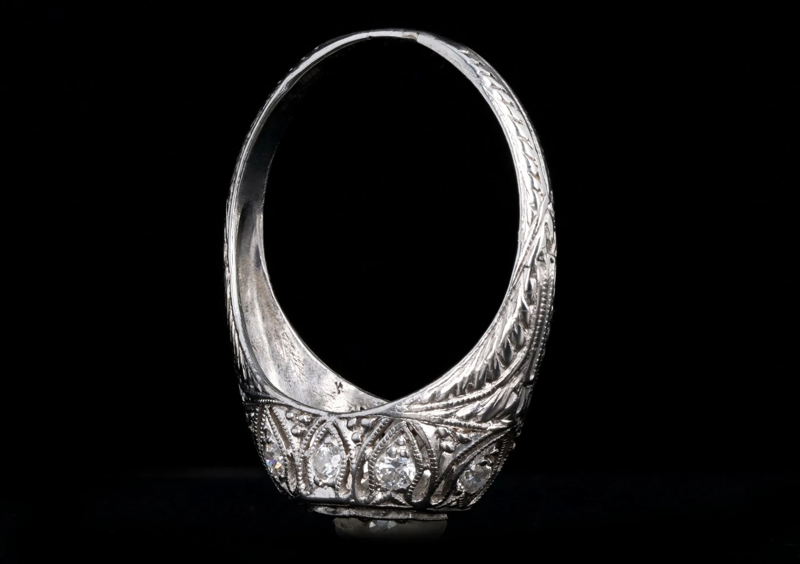 Art Deco Platinum 0.55 Carat Old European Diamond Filigree Engagement Ring