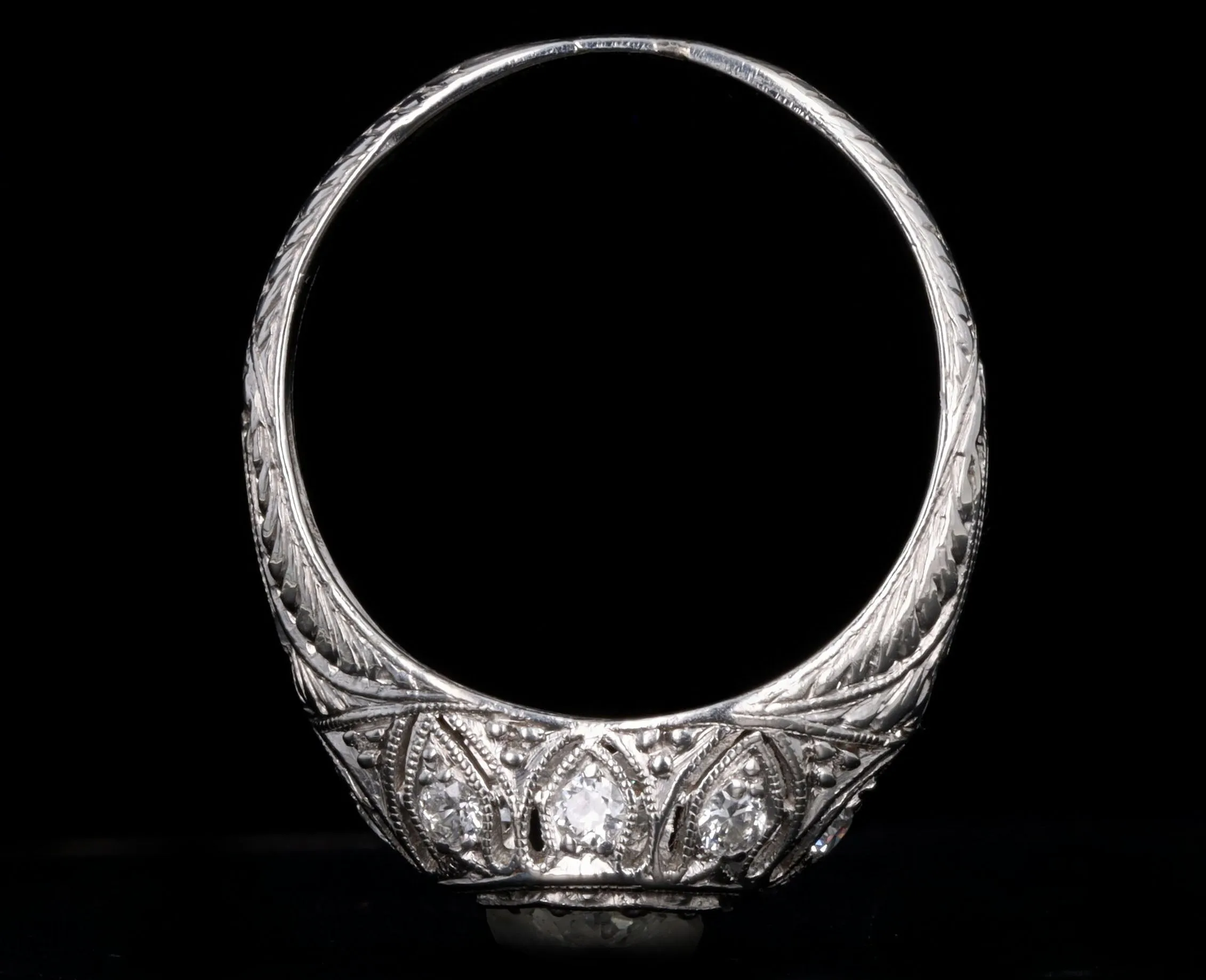 Art Deco Platinum 0.55 Carat Old European Diamond Filigree Engagement Ring
