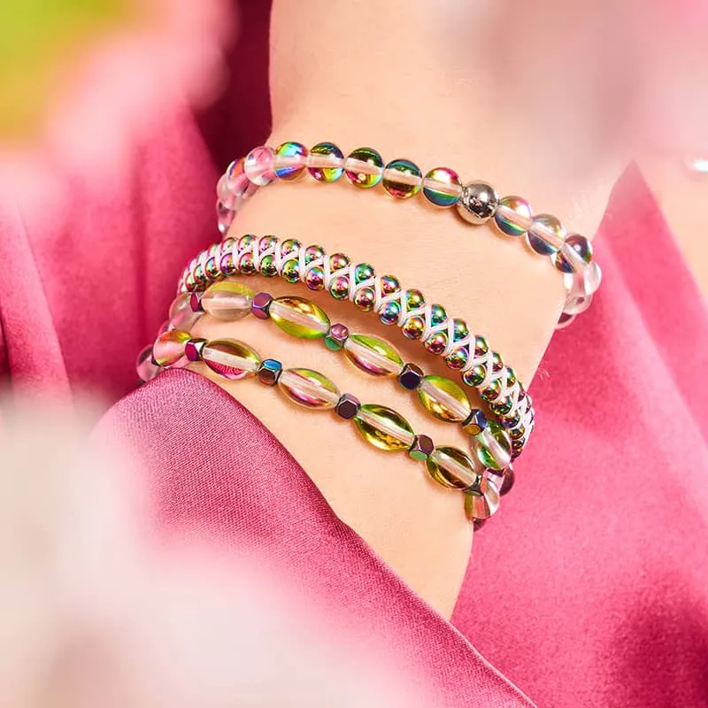 Aurora Burst | Silver | Galaxy Glass Bead Bracelet
