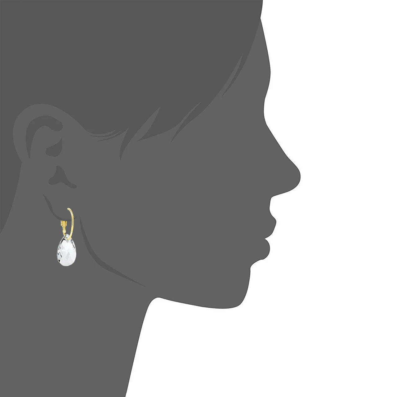Aurora Small Drop Earrings with White Clear Pear Crystals from Swarovski Gold Plated