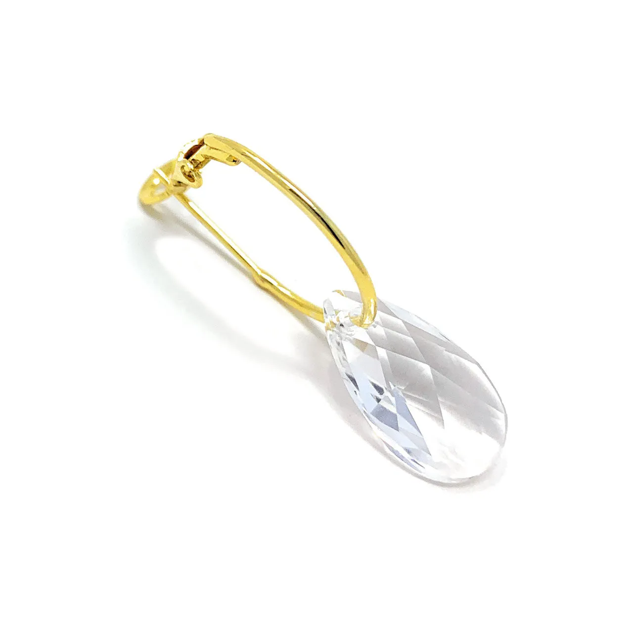 Aurora Small Drop Earrings with White Clear Pear Crystals from Swarovski Gold Plated