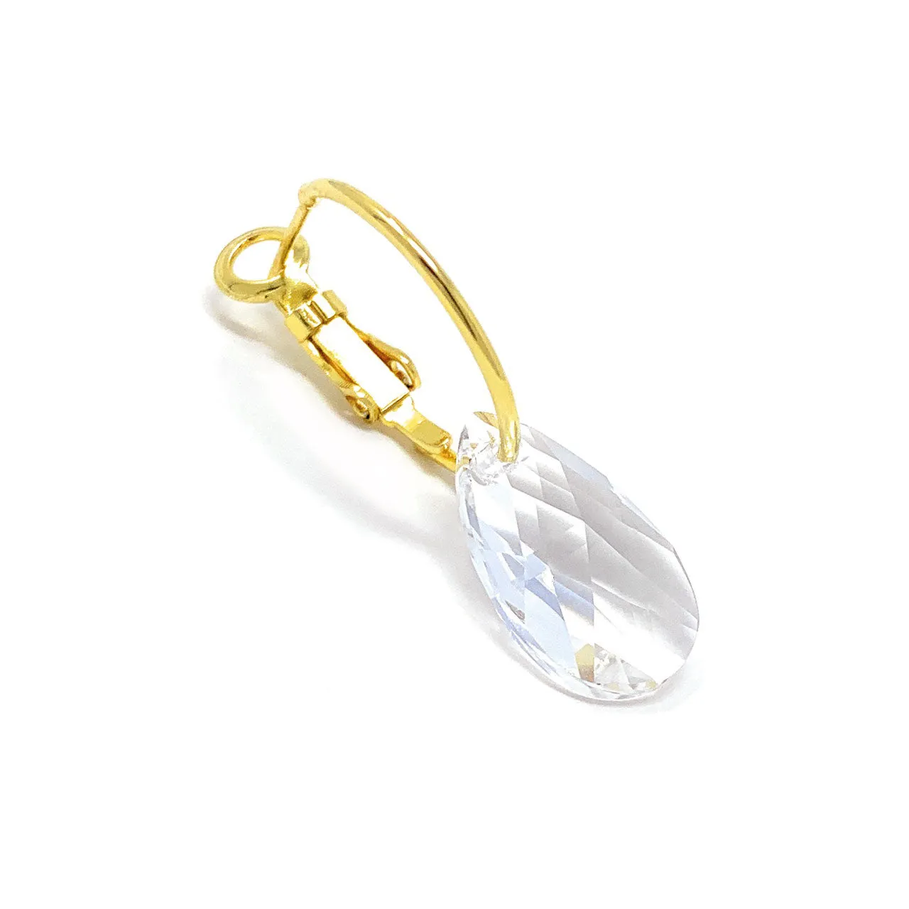 Aurora Small Drop Earrings with White Clear Pear Crystals from Swarovski Gold Plated