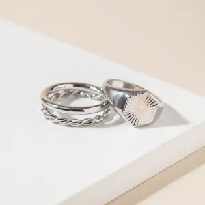 Avenue Zoe - Set of 3 Signet Twist Rings