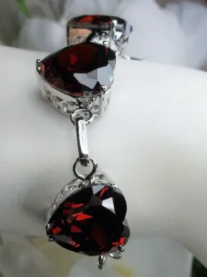 B38, Heart Bracelet, Faceted Heart Gems, Victorian Reproduction Jewelry #B38