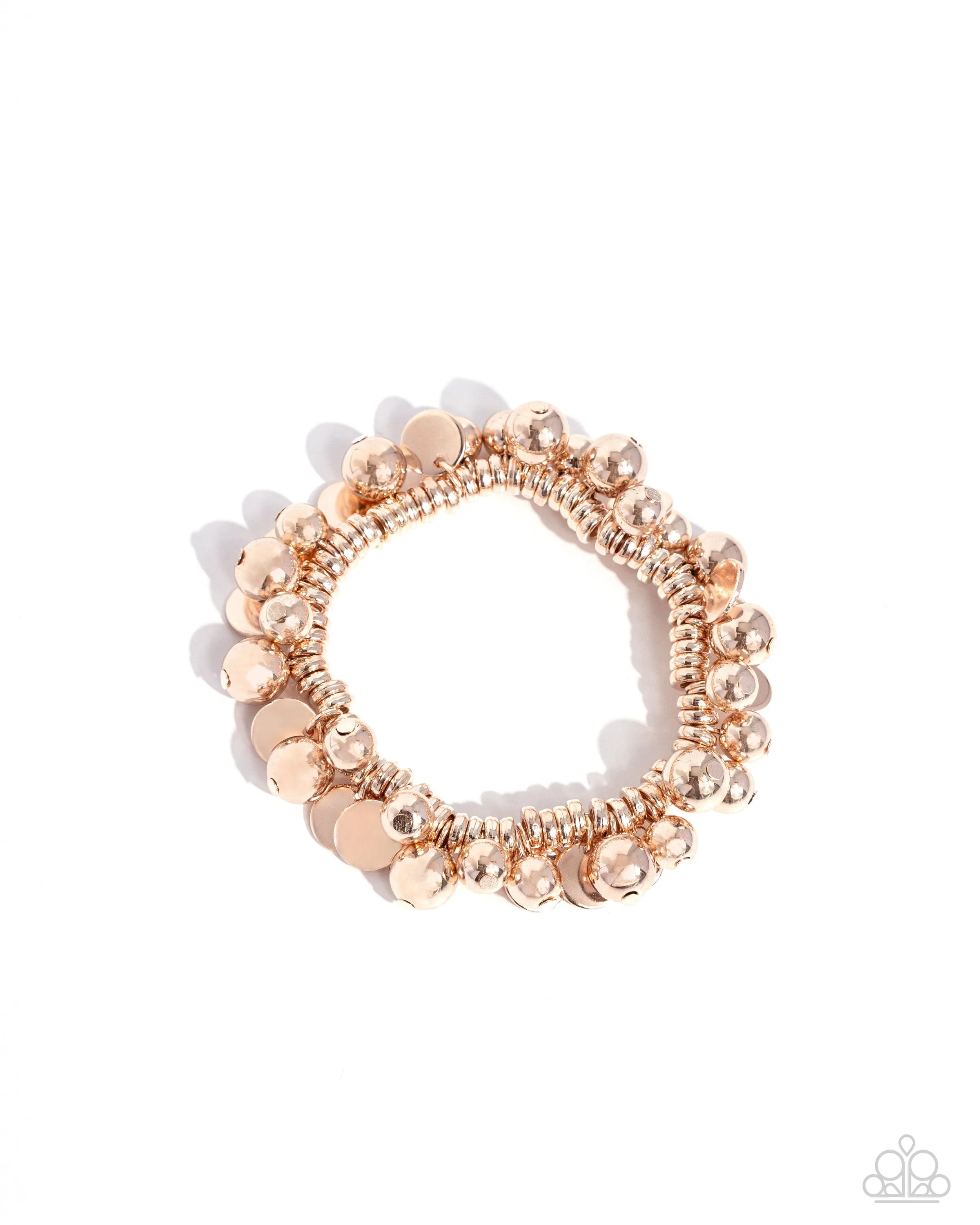 Bauble Beginning - Rose Gold - High-Sheen Bead Paparazzi Stretchy Bracelet