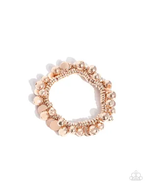 Bauble Beginning - Rose Gold - High-Sheen Bead Paparazzi Stretchy Bracelet