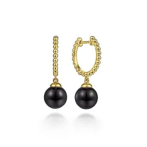 BEADED HOOP EARRINGS WITH BLACK ONYX ENHANCER