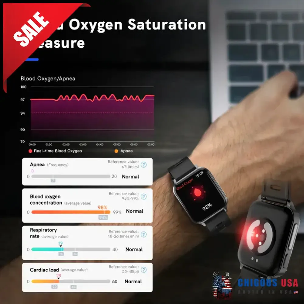 Bearscome CFDA RIG With ECG Blood Oxygen Sleep Monitoring Health Sports SmartWatch