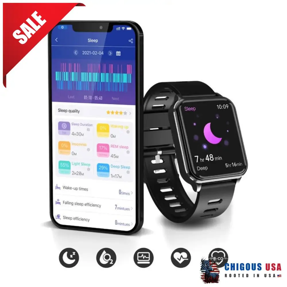 Bearscome CFDA RIG With ECG Blood Oxygen Sleep Monitoring Health Sports SmartWatch