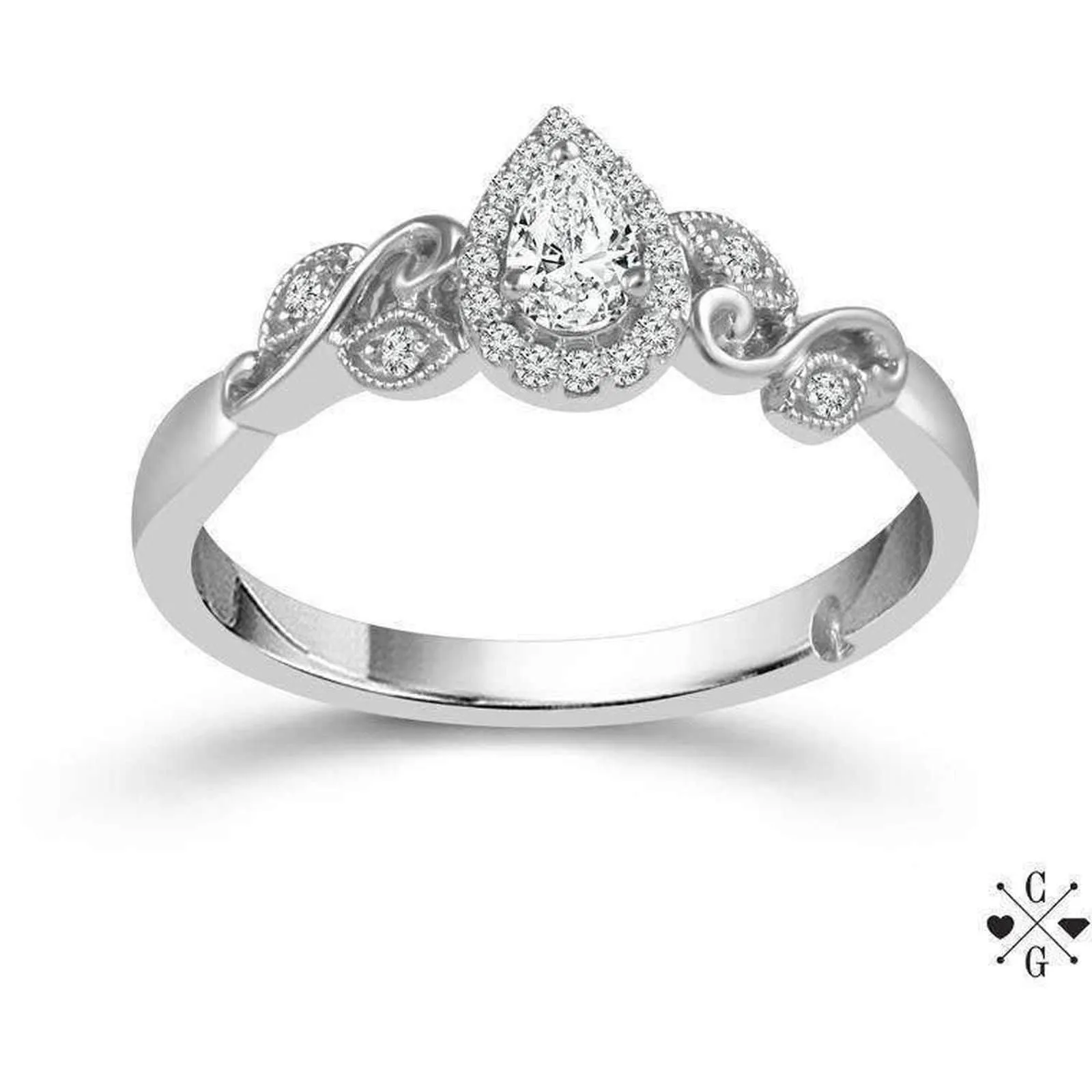 Beautiful Bride Collection Pear Vintage Diamond Ring Set