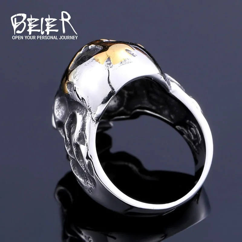 Beier new store 316L Stainless Steel ring top quality Hot sale men Punk Skull Ring Skeleton Style fashion jewelry