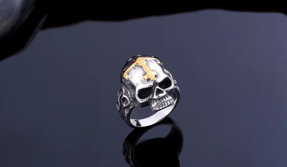 Beier new store 316L Stainless Steel ring top quality Hot sale men Punk Skull Ring Skeleton Style fashion jewelry
