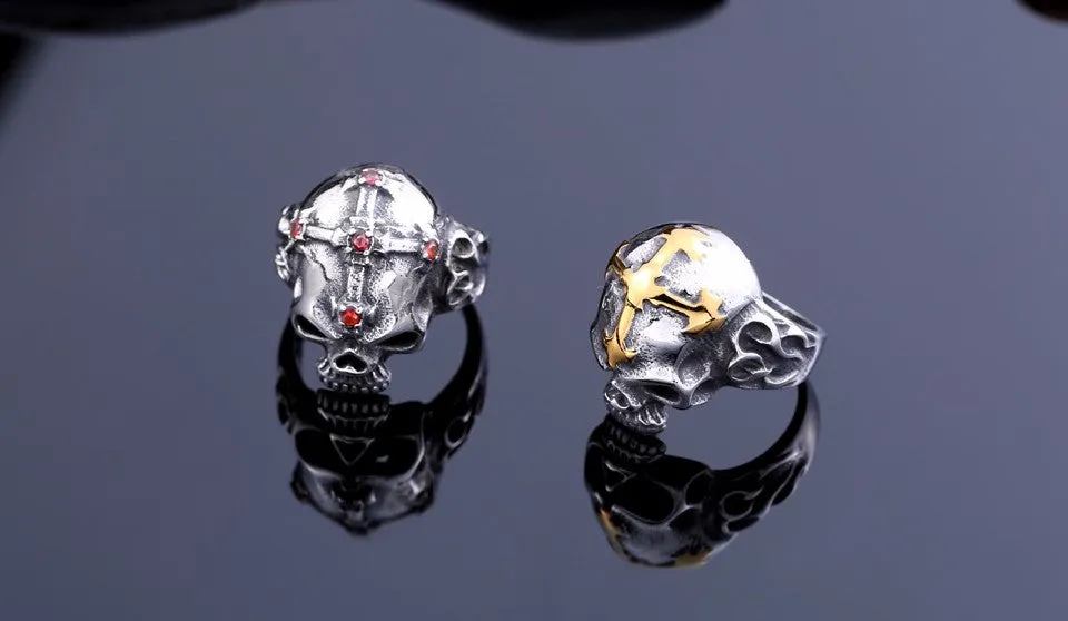 Beier new store 316L Stainless Steel ring top quality Hot sale men Punk Skull Ring Skeleton Style fashion jewelry