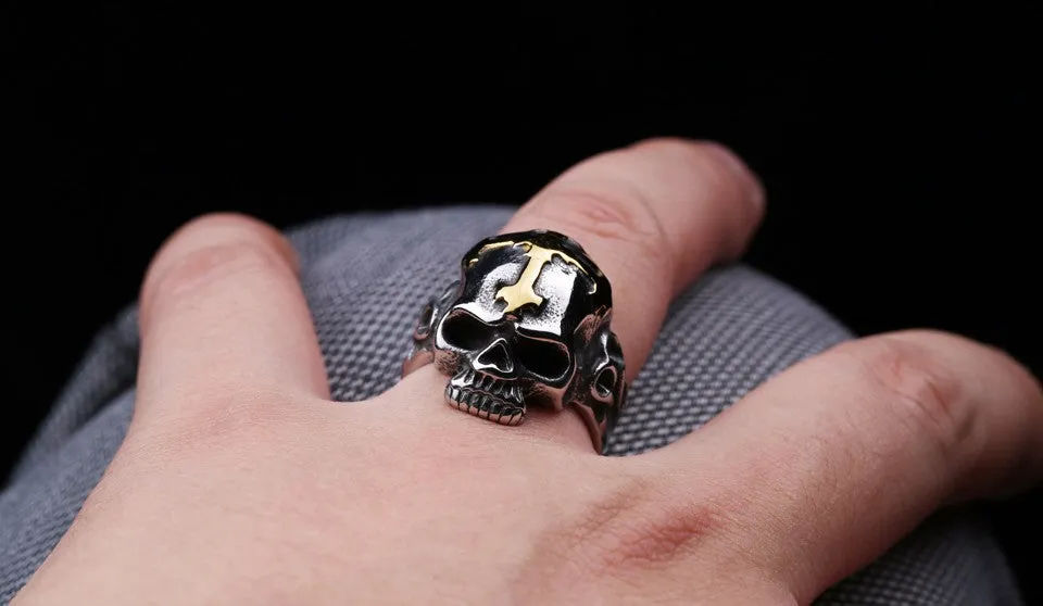 Beier new store 316L Stainless Steel ring top quality Hot sale men Punk Skull Ring Skeleton Style fashion jewelry