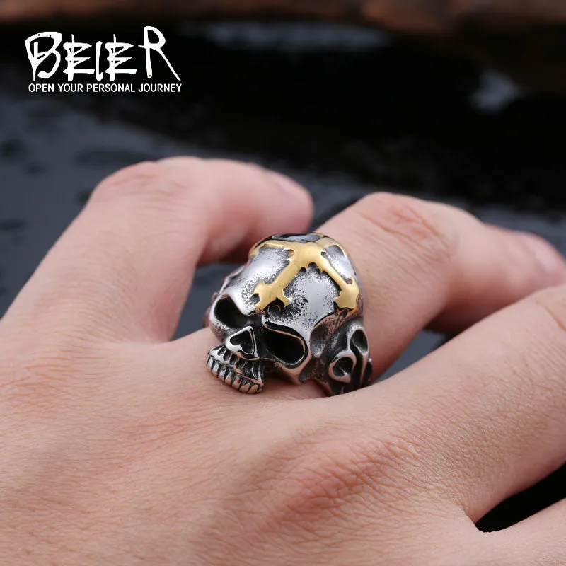 Beier new store 316L Stainless Steel ring top quality Hot sale men Punk Skull Ring Skeleton Style fashion jewelry