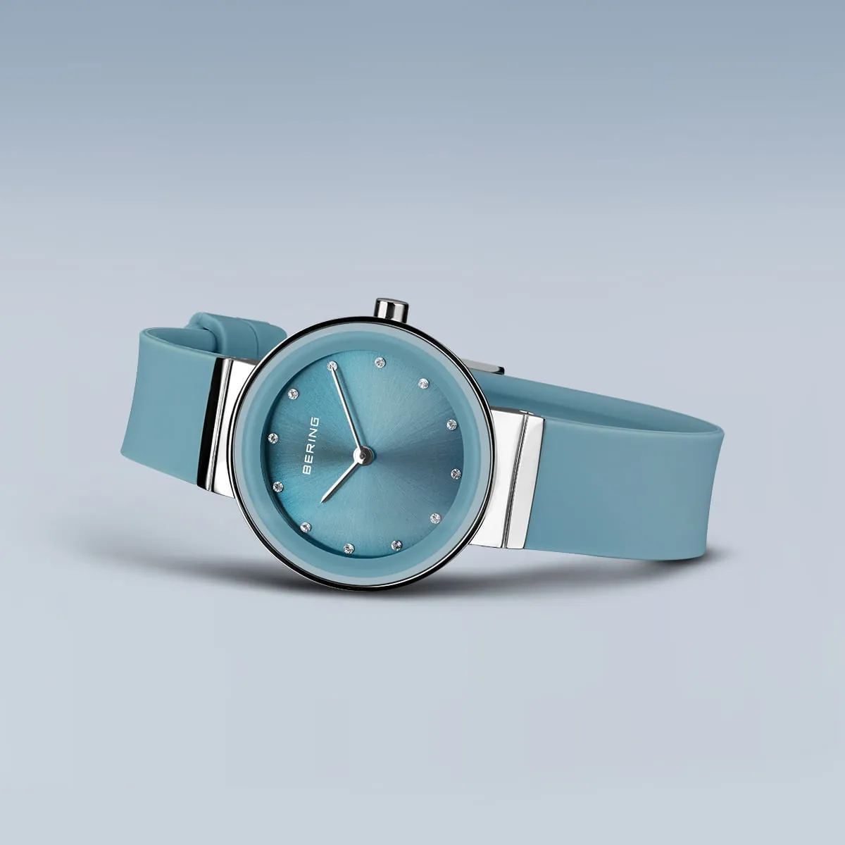 Bering Ladies Classic Blue Silicon Strap Watch