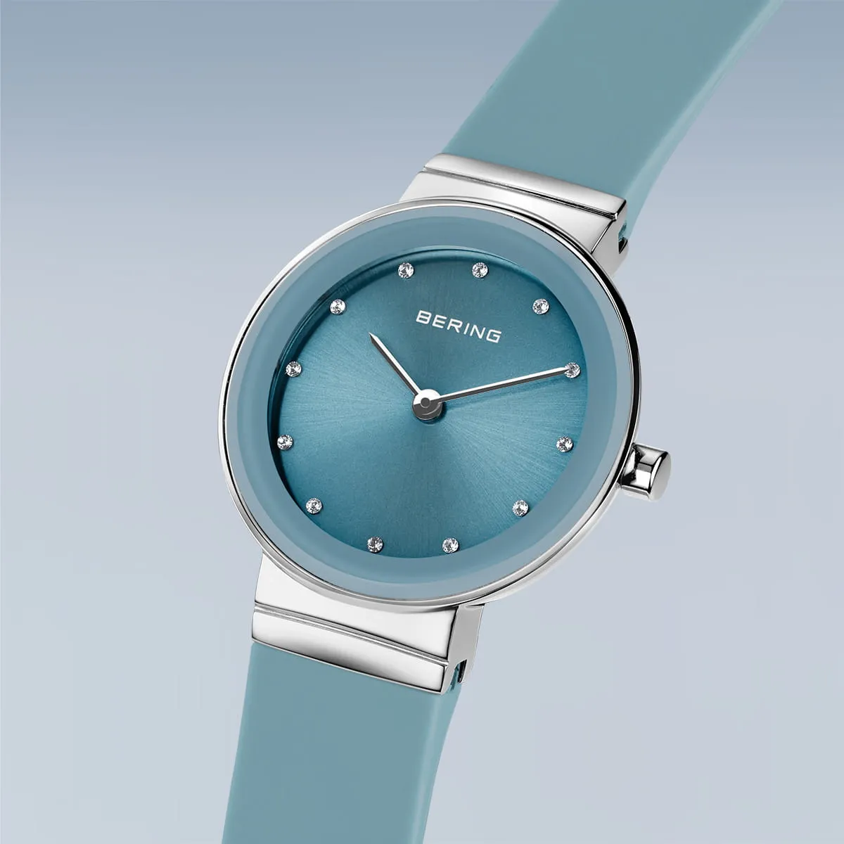 Bering Ladies Classic Blue Silicon Strap Watch