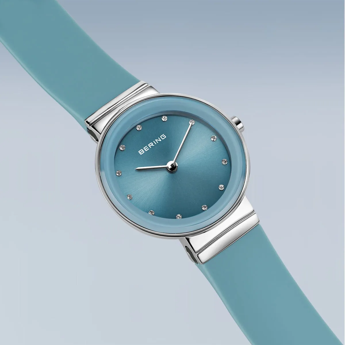 Bering Ladies Classic Blue Silicon Strap Watch