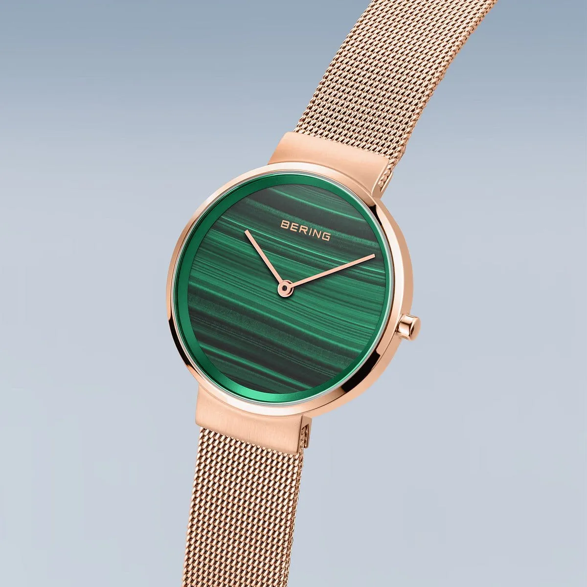 Bering Ladies Rose Gold Malachite Dial Watch