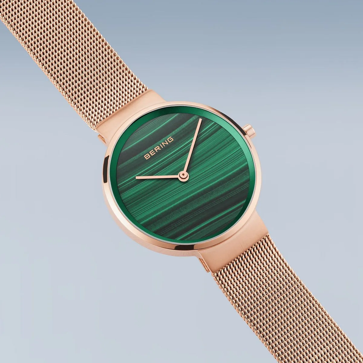Bering Ladies Rose Gold Malachite Dial Watch