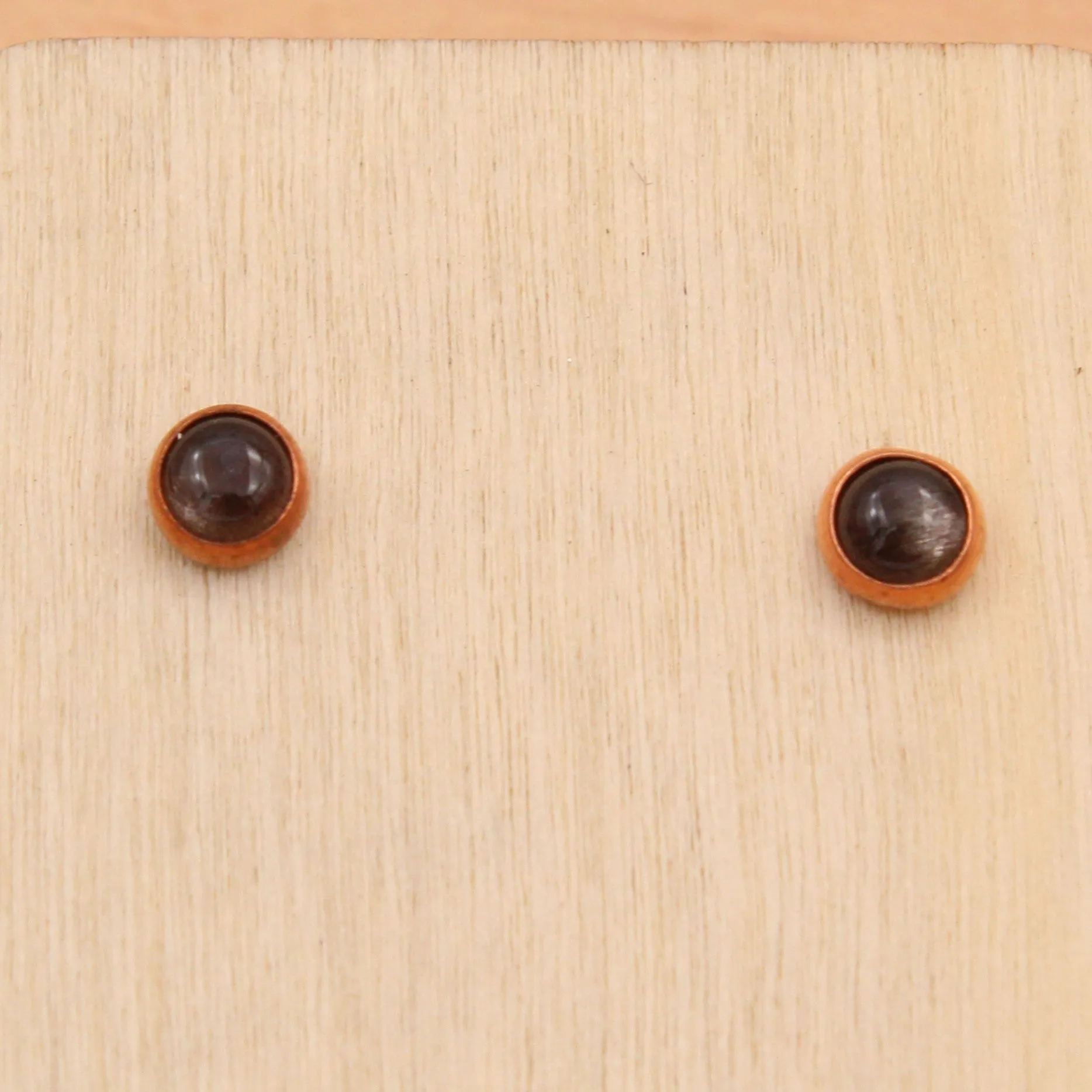 Black Moonstone Studs - Silver or Copper Setting