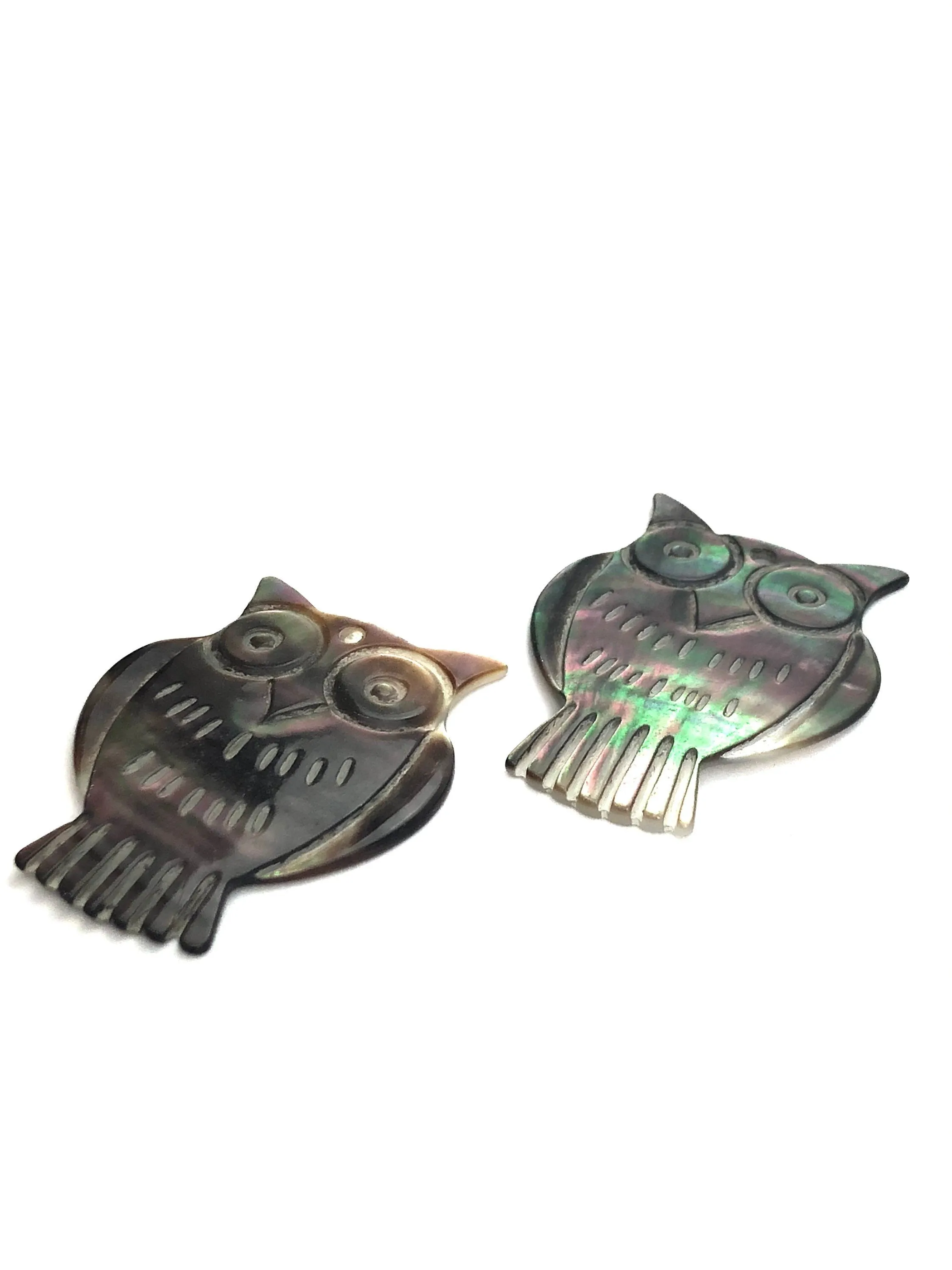 Black Tahitian Mother Of Pearl Owl Sku#M331