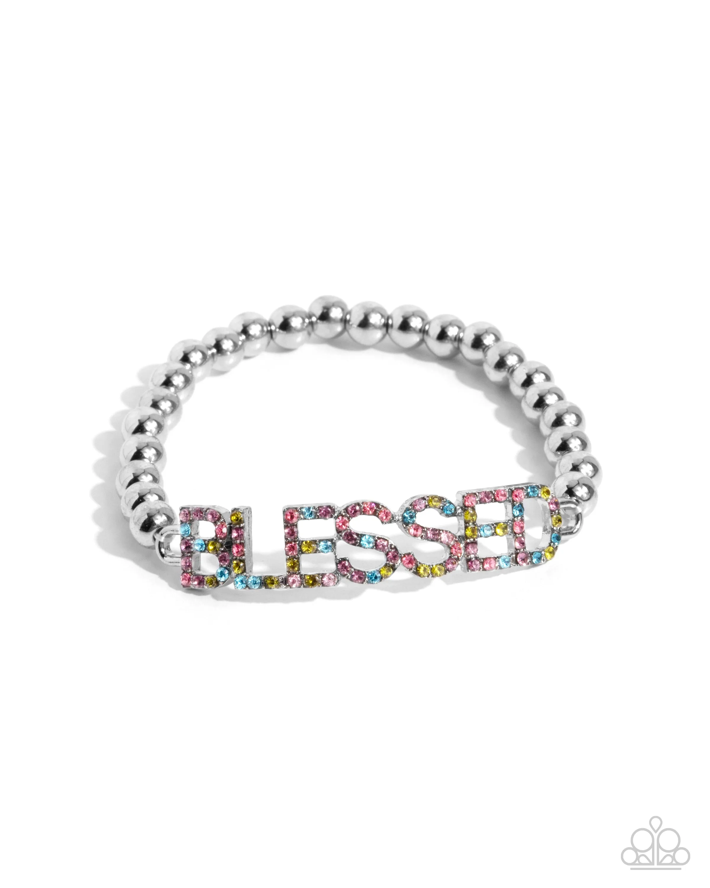 Blessed Bounty - Multi - Colorful Rhinestone "BLESSED" Inspirational/Religious Paparazzi Stretchy Bracelet