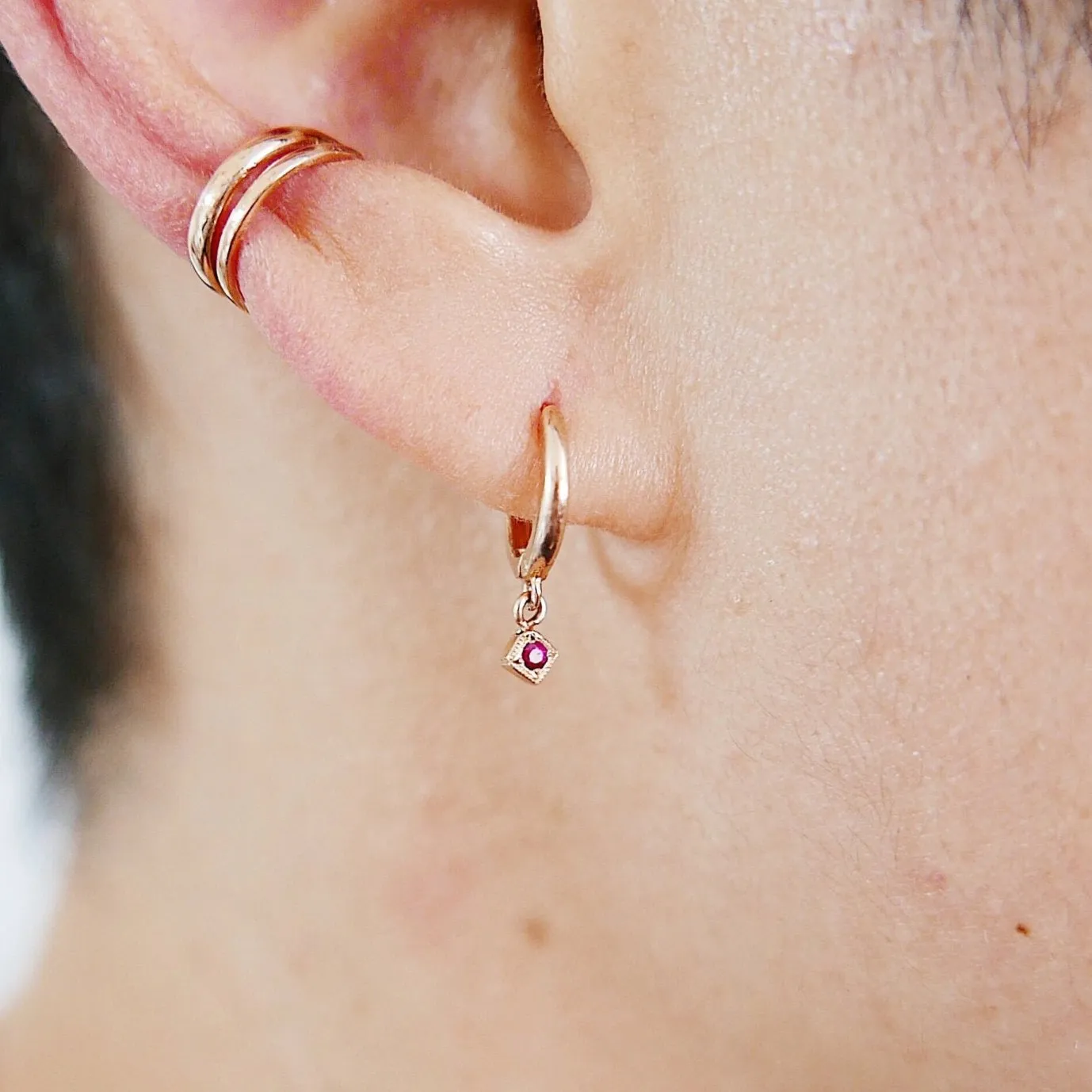 Block Hoop Earring