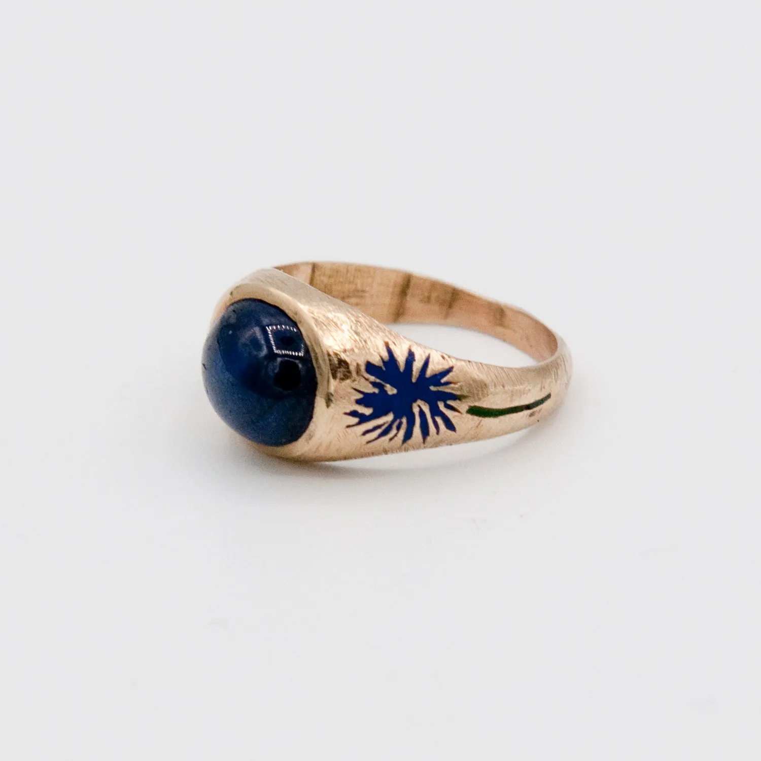 Blue Aster Sapphire Signet Ring