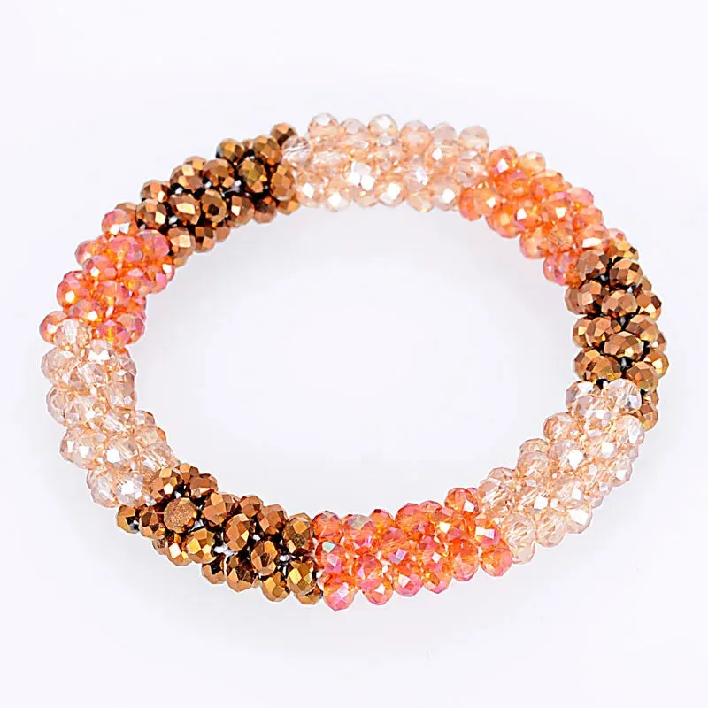 Boho Crystal Elastic Bracelets Bangles For Women Kristal Vintage Stretch Bohemian Hair Band Femme Multi-function Jewelry
