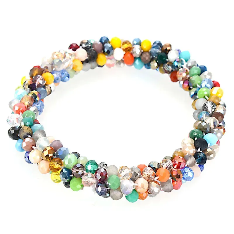 Boho Crystal Elastic Bracelets Bangles For Women Kristal Vintage Stretch Bohemian Hair Band Femme Multi-function Jewelry