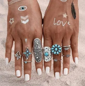 Boho Vintage Style Ring Set