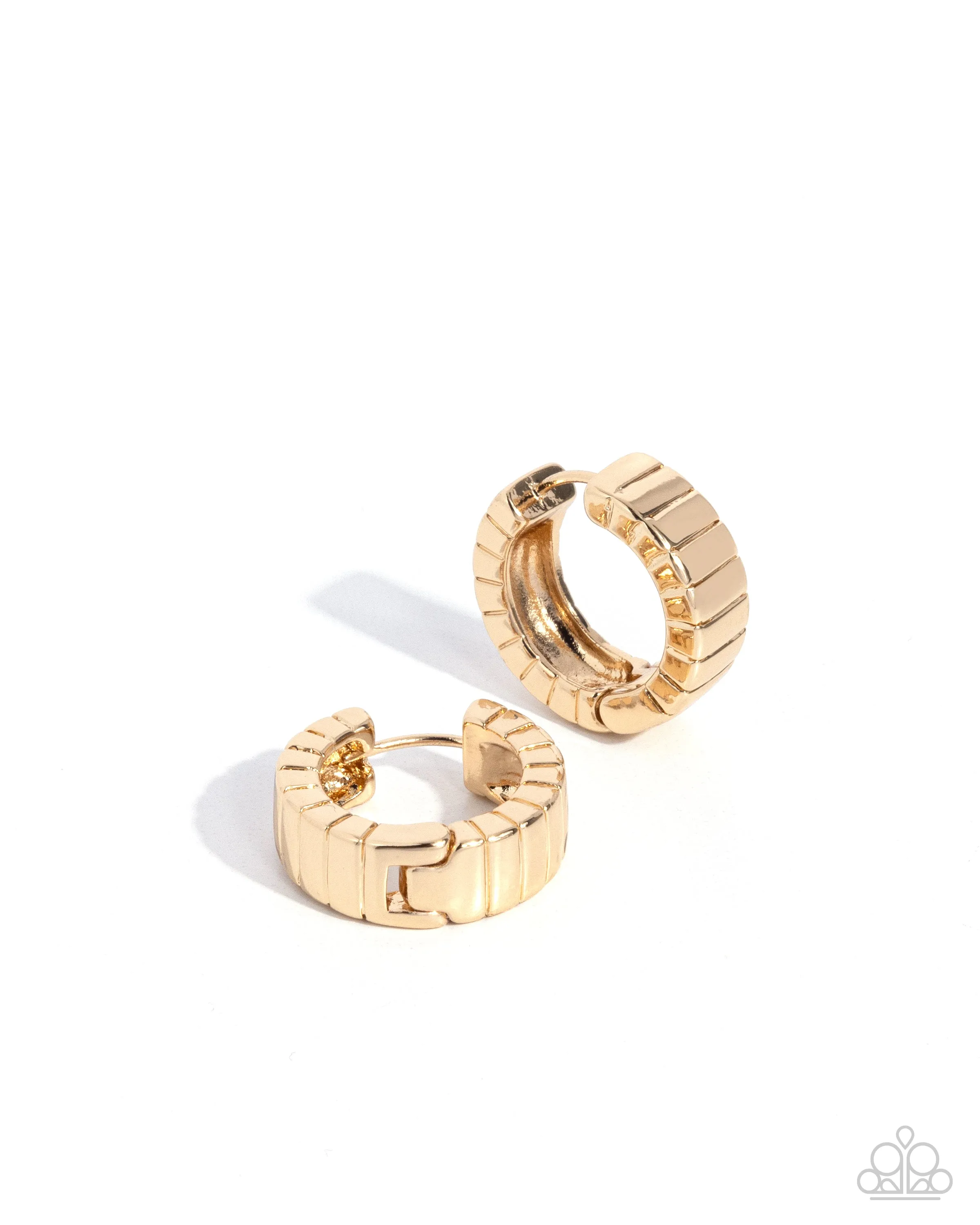 BOLD Up! - Gold - Textured Paparazzi Hinge Hoop Earrings