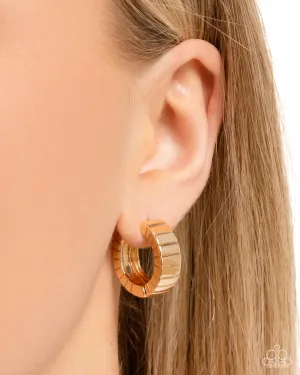 BOLD Up! - Gold - Textured Paparazzi Hinge Hoop Earrings