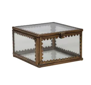 Brass & Glass Display Box w/ Scalloped Edges, Small