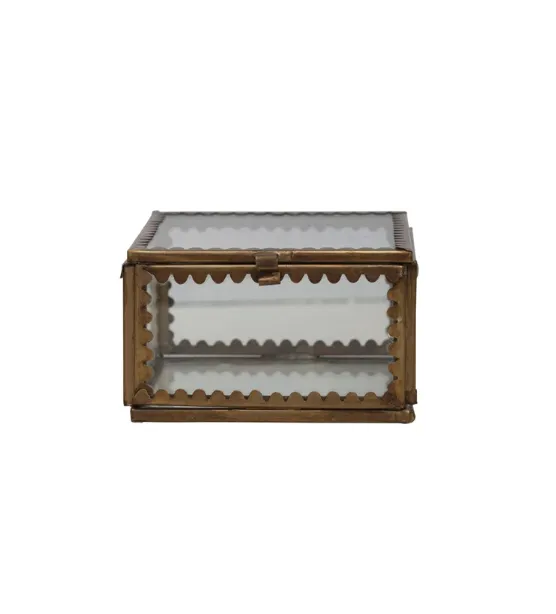 Brass & Glass Display Box w/ Scalloped Edges, Small