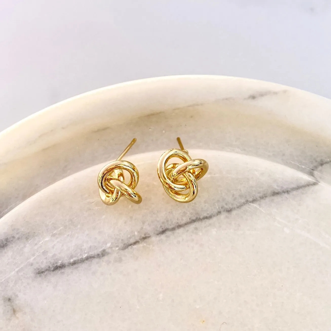 Brass Knotted Stud Earrings