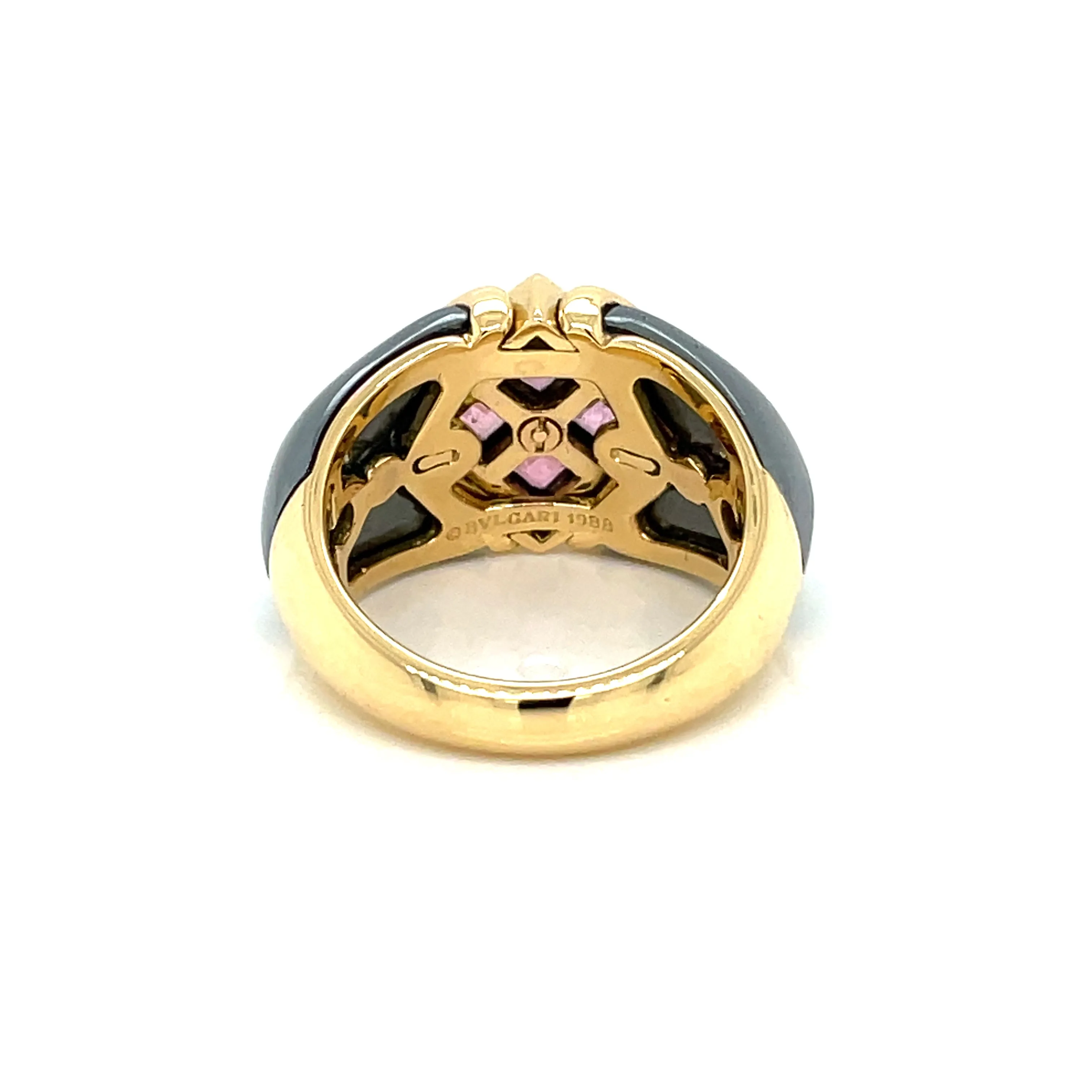 Bulgari Hematite & Tourmaline Gold Ring