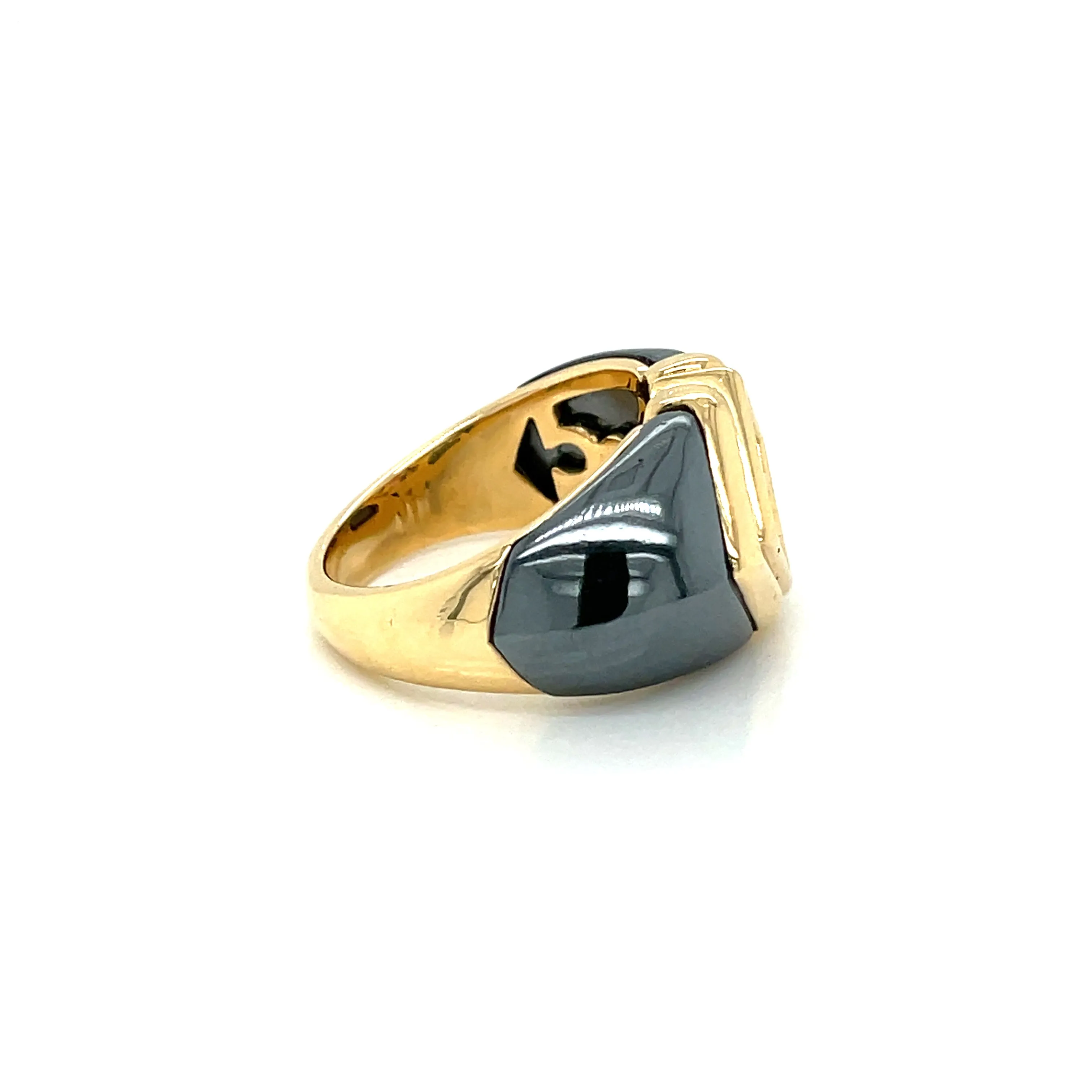 Bulgari Hematite & Tourmaline Gold Ring