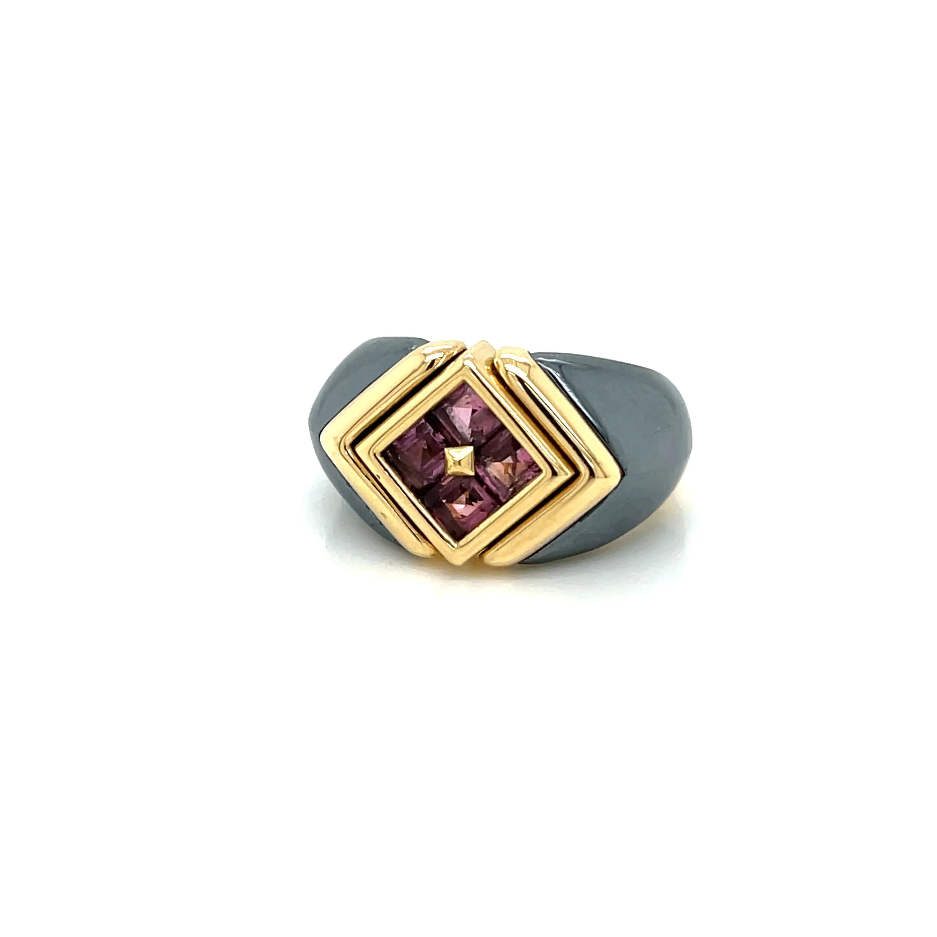 Bulgari Hematite & Tourmaline Gold Ring