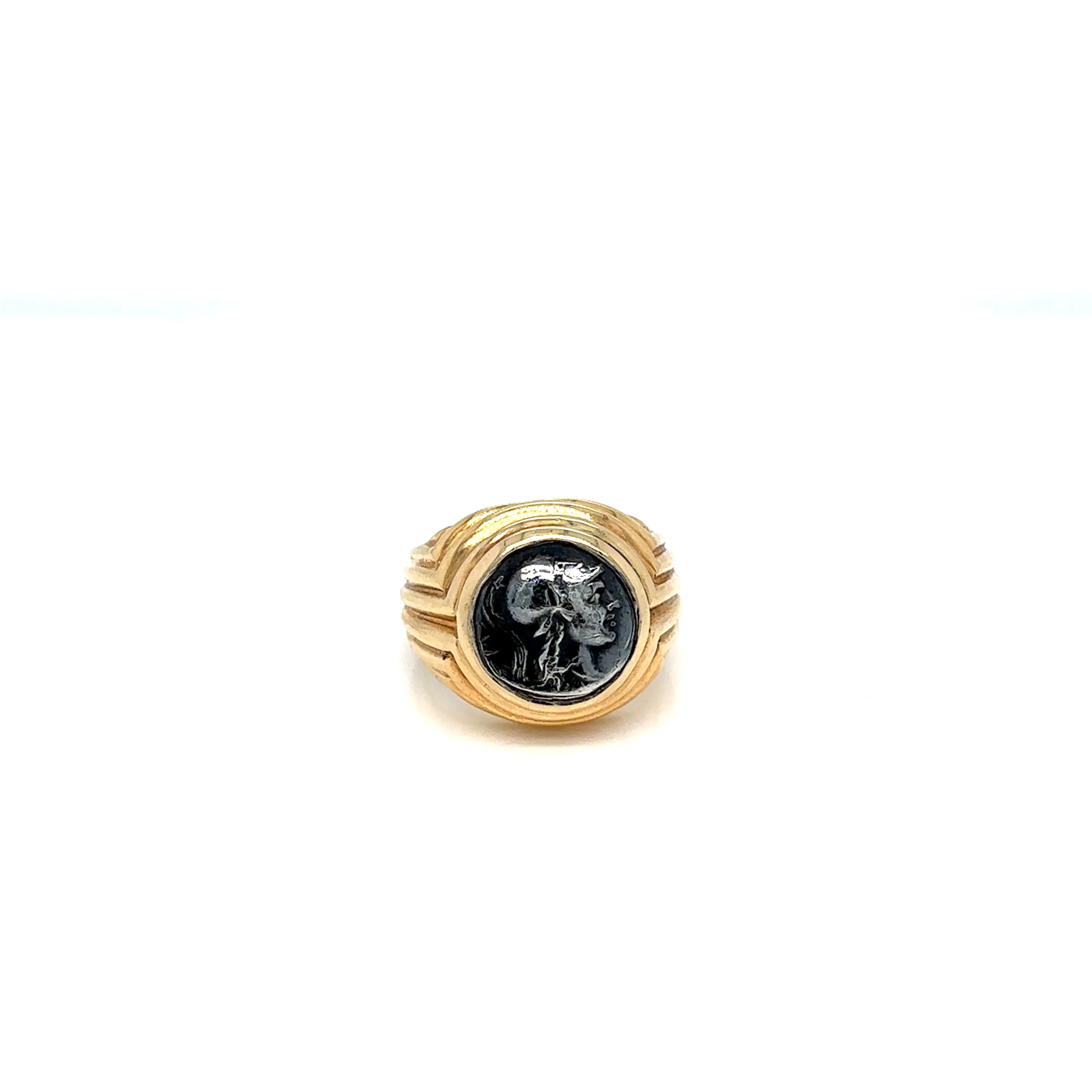 Bulgari Monete Roman Imperatorial Silver Coin Gold Ring
