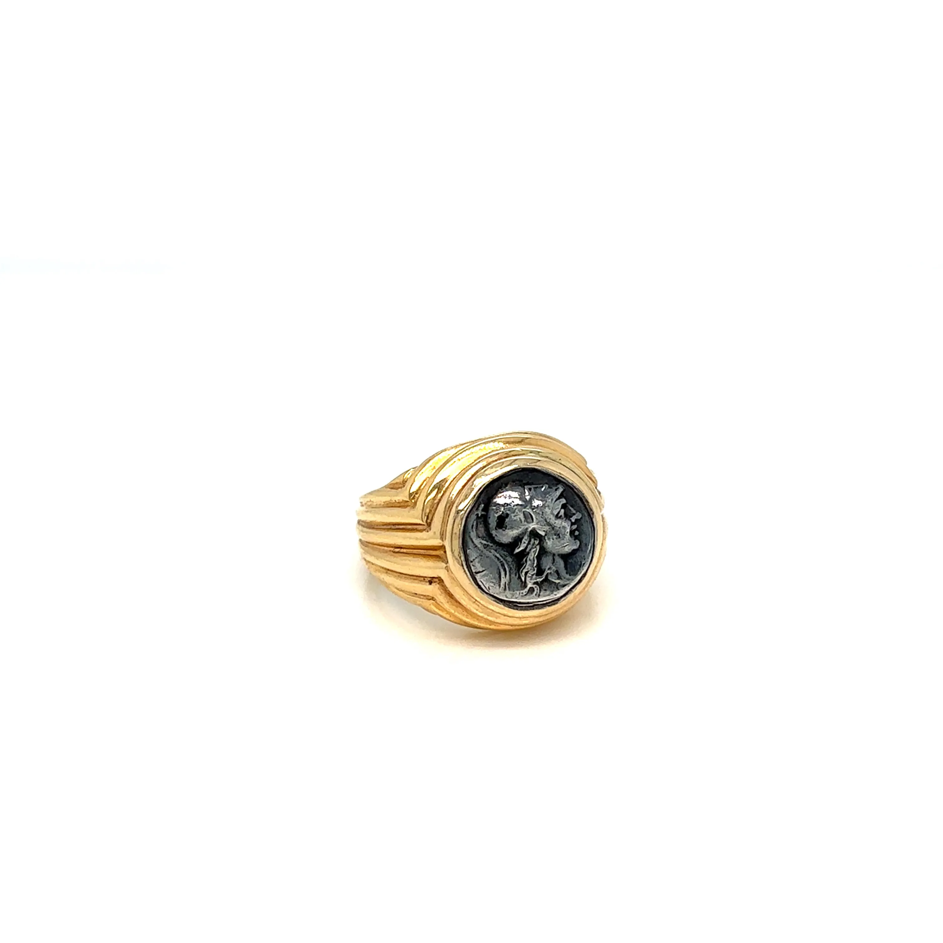 Bulgari Monete Roman Imperatorial Silver Coin Gold Ring