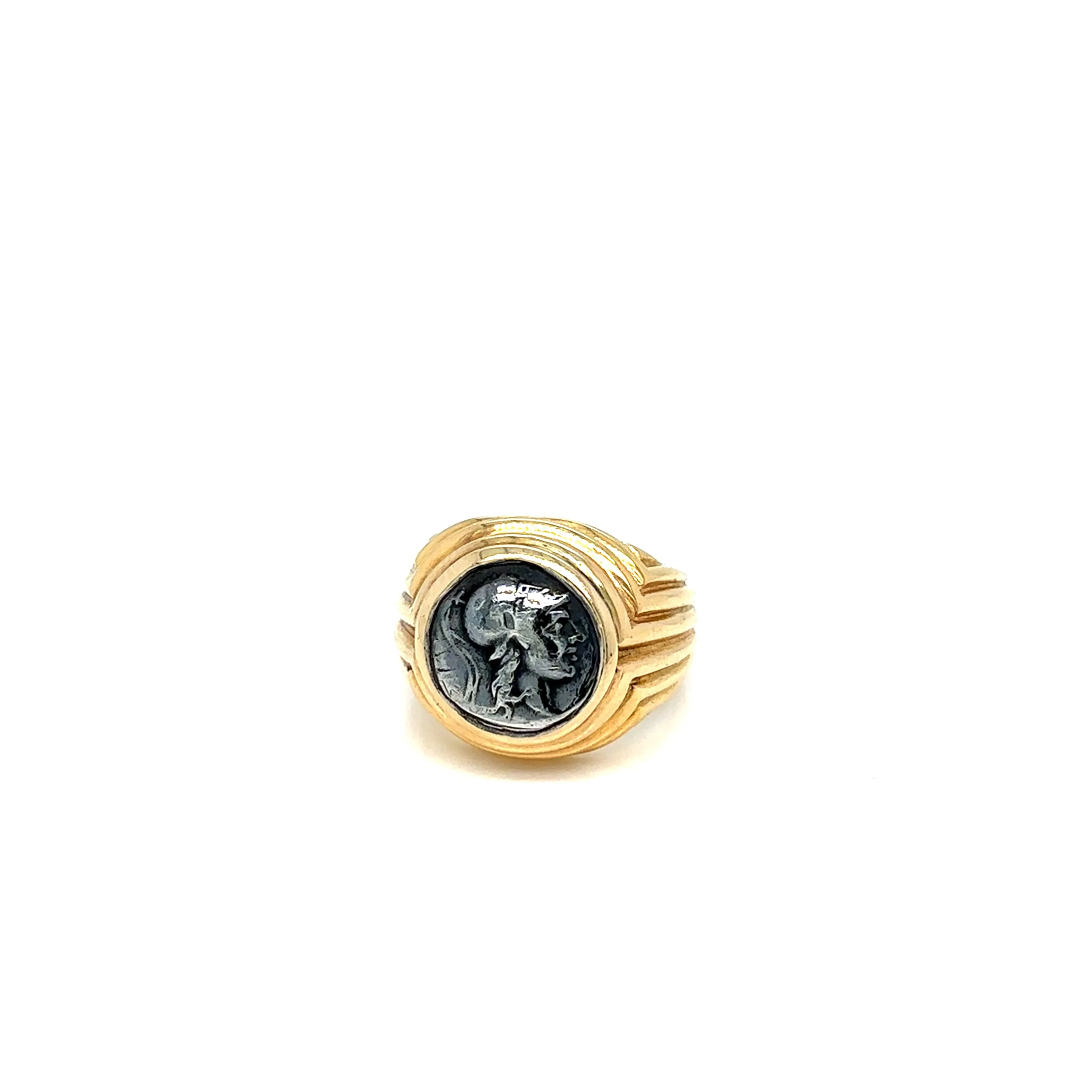 Bulgari Monete Roman Imperatorial Silver Coin Gold Ring