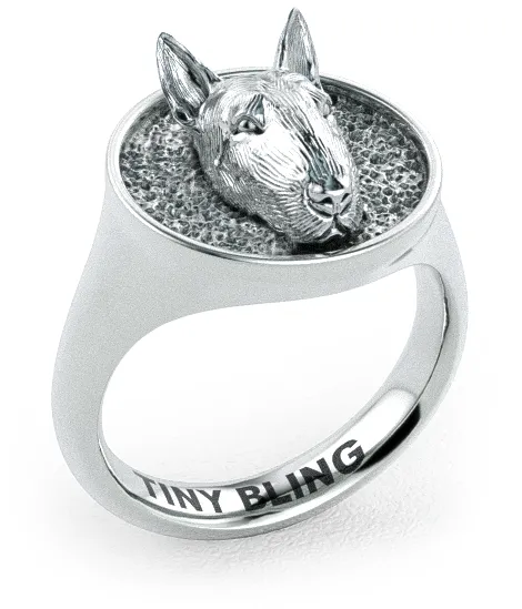 Bull Terrier Breed Classic Round Signet Ring