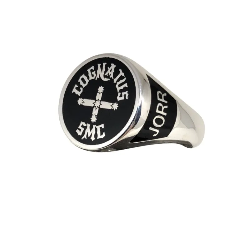 CAD Design Sterling Silver Signet Ring with Enamel