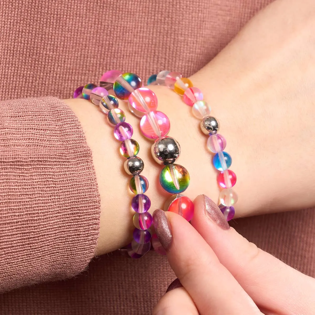Candy Crush | Silver | Galaxy Glass Bead Bracelet