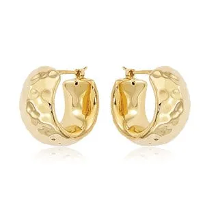 Carla 14K Yellow Gold Wide Hammered Hoops