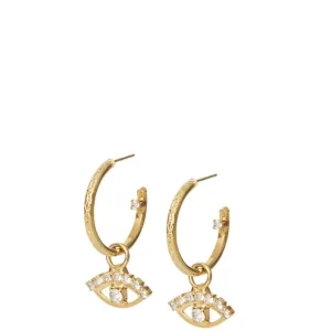 Caroline Svedbom Gold Petite Greek Eye Hoop Earrings - Clear